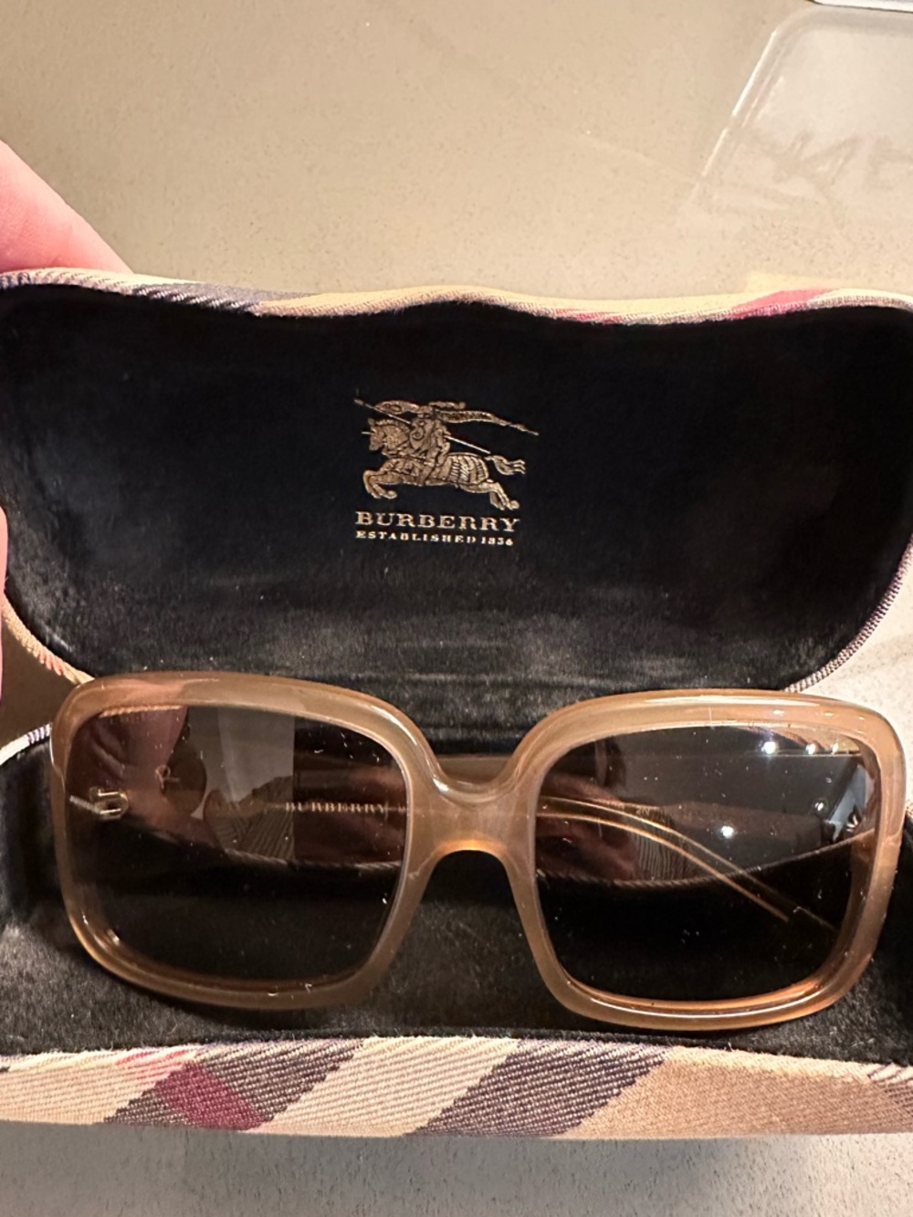 Burberry Brown Translucent Oversized Square Sunglasses